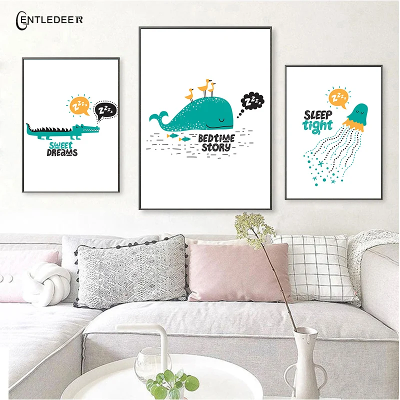 Marine Animal Nordic Cartoon Whale And Crocodile Jellyfish Canvas Poster Wall Painting Children's Home Decoration Mural
Marine Animal Nordic Cartoon Whale And Crocodile Jellyfish Canvas Poster Wall Painting Children's Home Decoration Mural