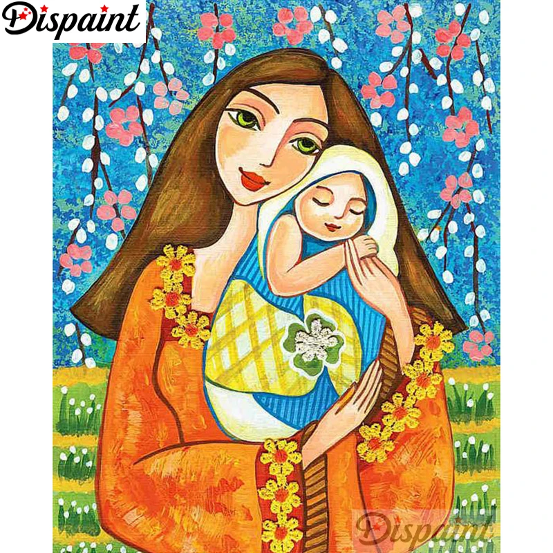 Dispaint Full Square/Round Drill 5D DIY Diamond Painting "Mother and daughter" 3D Embroidery Cross Stitch Home Decor Gift A21339 | Дом и