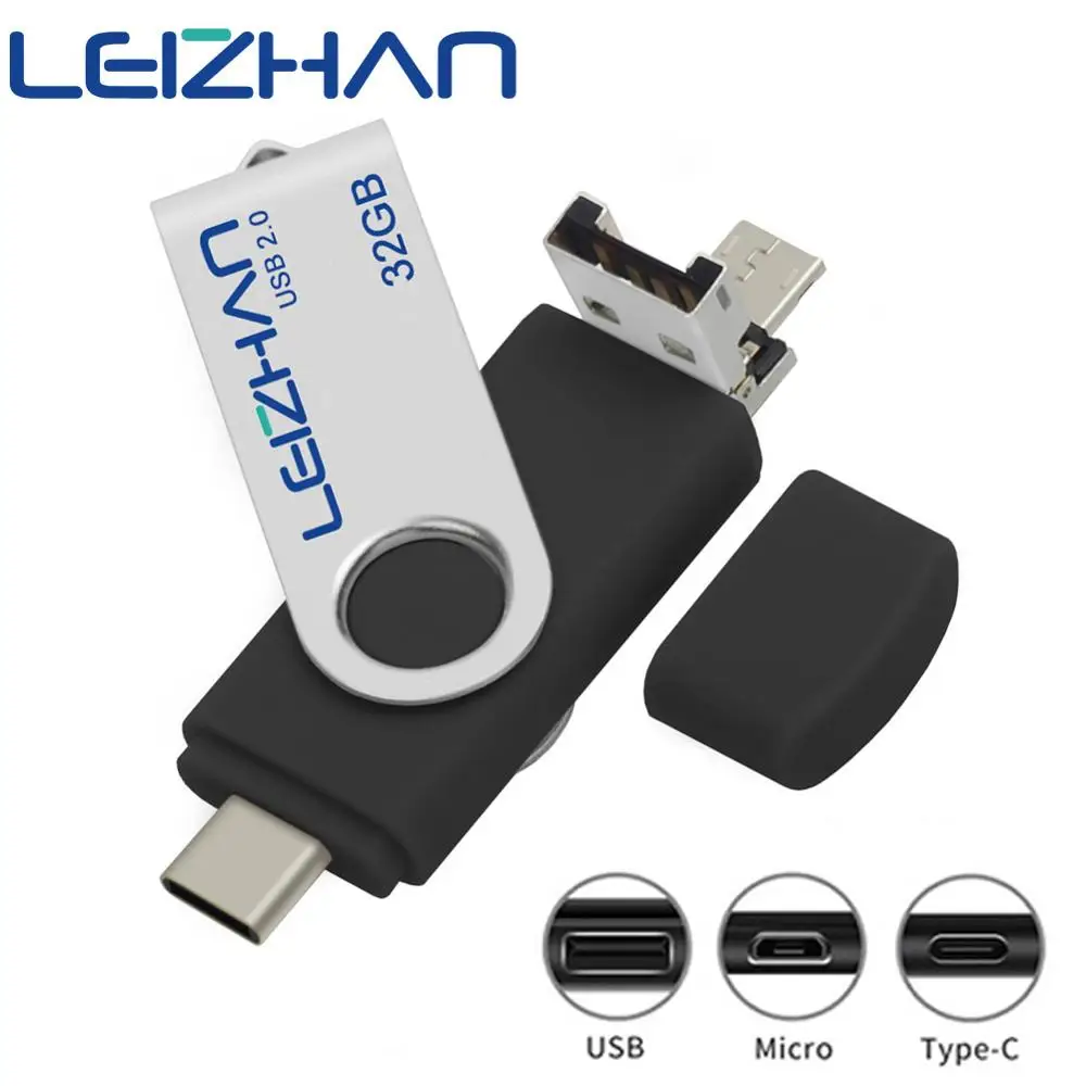 LEIZHAN OTG USB Flash Drive 3 in 1 Type-C & Micro & USB Pen Drive 16GB 32GB 64GB 128GB Pendrive 8GB 4GB Note 9 USBC Memory Stick
LEIZHAN OTG USB Flash Drive 3 in 1 Type-C & Micro & USB Pen Drive 16GB 32GB 64GB 128GB Pendrive 8GB 4GB Note 9 USBC Memory Stick