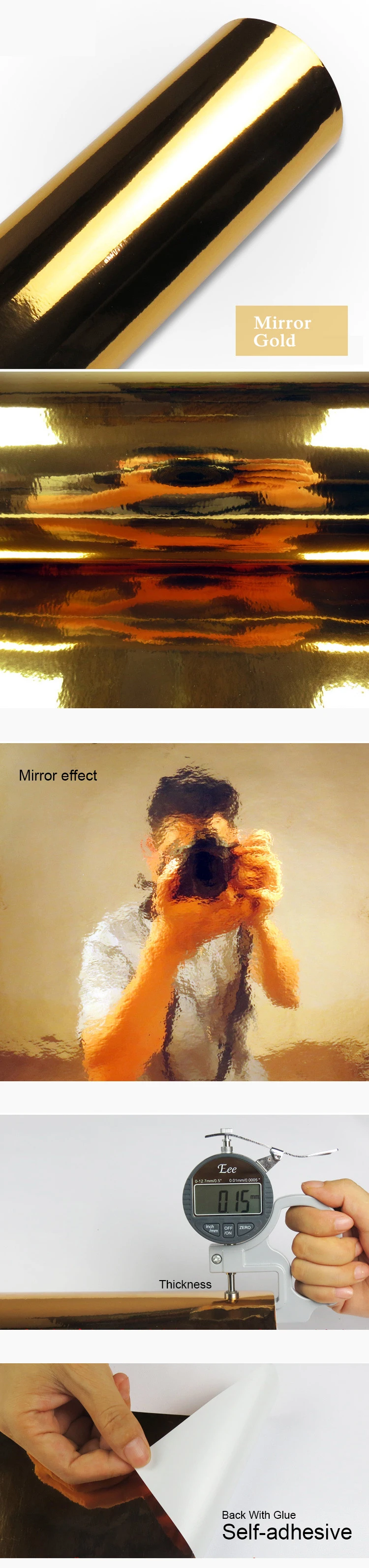 Description Picture 4 of itemNew Mirror Effect Decorative Film Furniture Refrigerator Stickers PVC Self Adhesive Wall Sticker Bathroom Home Decor DIY Decal
