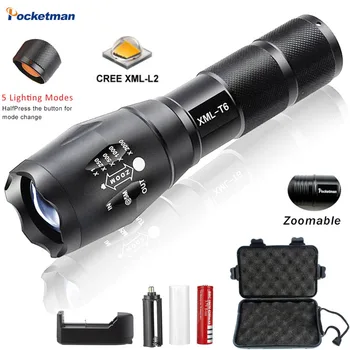 

LED Flashlight Tactical Flashlight 5000 Lumens XM-L2 Zoomable 5 Modes Aluminum Lanterna LED Torch Flashlights For Camping