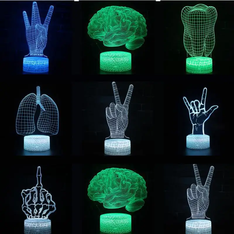 Brain 7 Color Change Led 3d Desk Lamp Remote Touch Switch Victory Sign Table Lamps For Children's Room Decoration 3d Night Light
Brain 7 Color Change Led 3d Desk Lamp Remote Touch Switch Victory Sign Table Lamps For Children's Room Decoration 3d Night Light