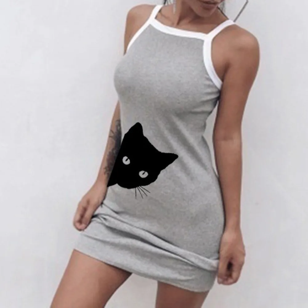 Summer Fashion Women's Dresses Sleeveless Strap Casual Sexy Cat Print Slim Vest bodycon Strap Mini Dress vestidos mujer 2019
Summer Fashion Women's Dresses Sleeveless Strap Casual Sexy Cat Print Slim Vest bodycon Strap Mini Dress vestidos mujer 2019