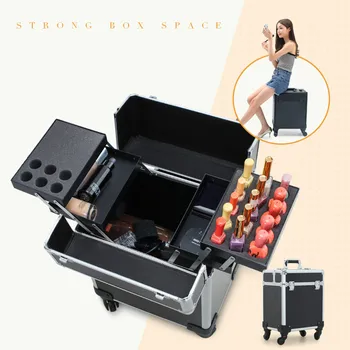 Aluminum Professional Nail Box Trolley Makeup box with wheels Durable layer Tray Case Pink and Black
Aluminum Professional Nail Box Trolley Makeup box with wheels Durable layer Tray Case Pink and Black