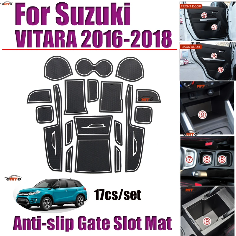 Car Styling For Suzuki VITARA 2016-2018 17Pcs/set Door Groove Mat Gate Slot Pad Covers Rubber Silicone Cup Pad Auto Accessory
Car Styling For Suzuki VITARA 2016-2018 17Pcs/set Door Groove Mat Gate Slot Pad Covers Rubber Silicone Cup Pad Auto Accessory