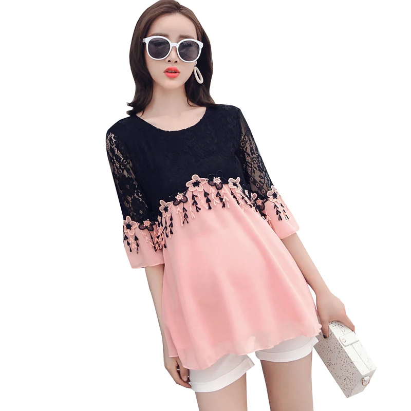 2019 summer pregnant women tassel lace stitching chiffon blouses long loose maternity half sleeve lace patchwork chiffon shirts
2019 summer pregnant women tassel lace stitching chiffon blouses long loose maternity half sleeve lace patchwork chiffon shirts