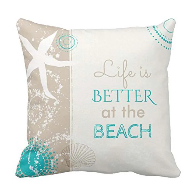 Life Is Better At The Beach Throw Pillow Case Square 18 x 18 Inches Soft Cotton Home Decorative Wedding Cushion Cover for Sofa
Life Is Better At The Beach Throw Pillow Case Square 18 x 18 Inches Soft Cotton Home Decorative Wedding Cushion Cover for Sofa