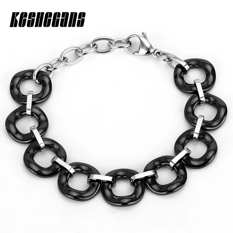 New Women Round Circle Ceramic Bracelet Stainless Steel Classic Black White Color Simple Style For Women Girl Wedding Party Gift
New Women Round Circle Ceramic Bracelet Stainless Steel Classic Black White Color Simple Style For Women Girl Wedding Party Gift