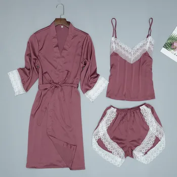 Summer Women Home Wear Pajamas 3PC Strap Top Pants Suit Sleepwear Sets Nightgown Sexy Lady Kimono Robe Bath Gown Nightdress
Summer Women Home Wear Pajamas 3PC Strap Top Pants Suit Sleepwear Sets Nightgown Sexy Lady Kimono Robe Bath Gown Nightdress