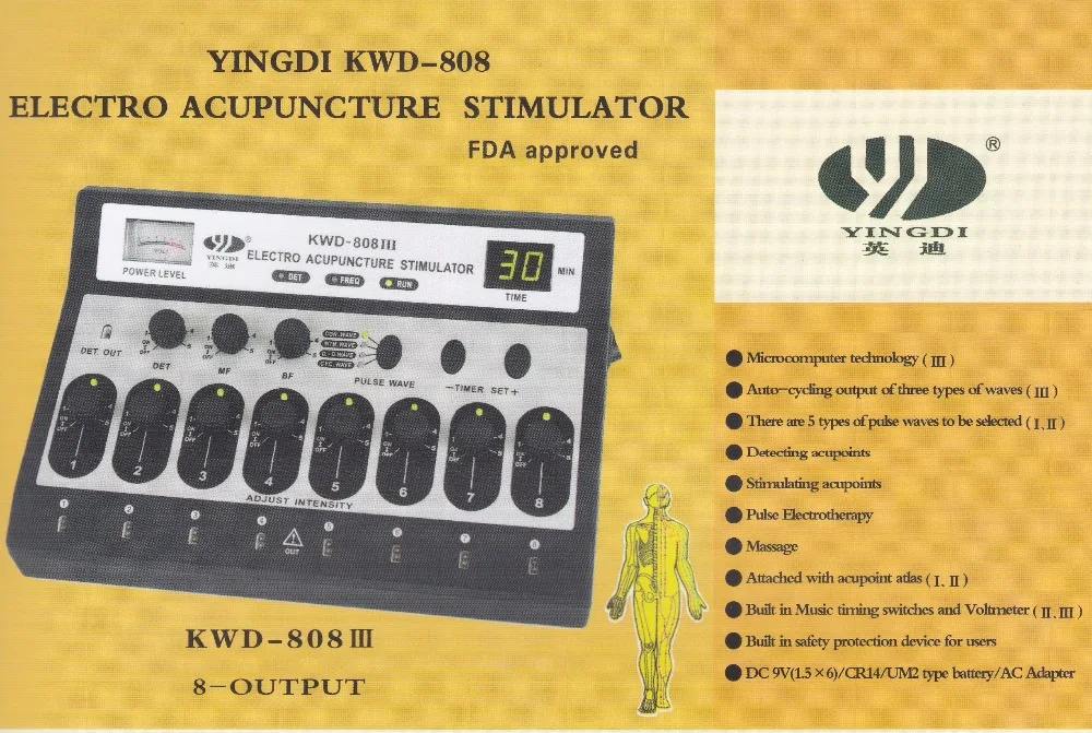 Yingdi Brand Multi-Purpose Health Device KWD-808 III, Worldwide Best Selling New Improved Home Acu Stimulator Massager 8 Outputs
Yingdi Brand Multi-Purpose Health Device KWD-808 III, Worldwide Best Selling New Improved Home Acu Stimulator Massager 8 Outputs
