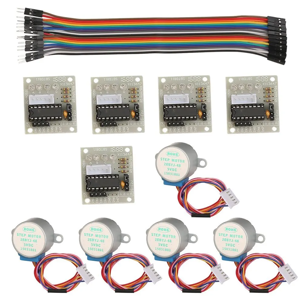 5Pcs/Sets 28BYJ-48 ULN2003 5V Gear Stepper Motor + ULN2003 Driver Board for Arduino
5Pcs/Sets 28BYJ-48 ULN2003 5V Gear Stepper Motor + ULN2003 Driver Board for Arduino