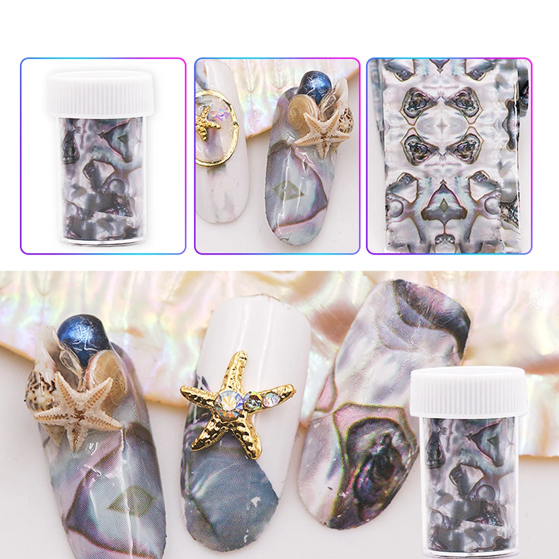 Top Nail Art Thermal Transfer Foil 4*120CM 3D 1 Roll Ocean Style Shell Abalone Pattern Nail Foils Gradient Marble Design Foils
Top Nail Art Thermal Transfer Foil 4*120CM 3D 1 Roll Ocean Style Shell Abalone Pattern Nail Foils Gradient Marble Design Foils