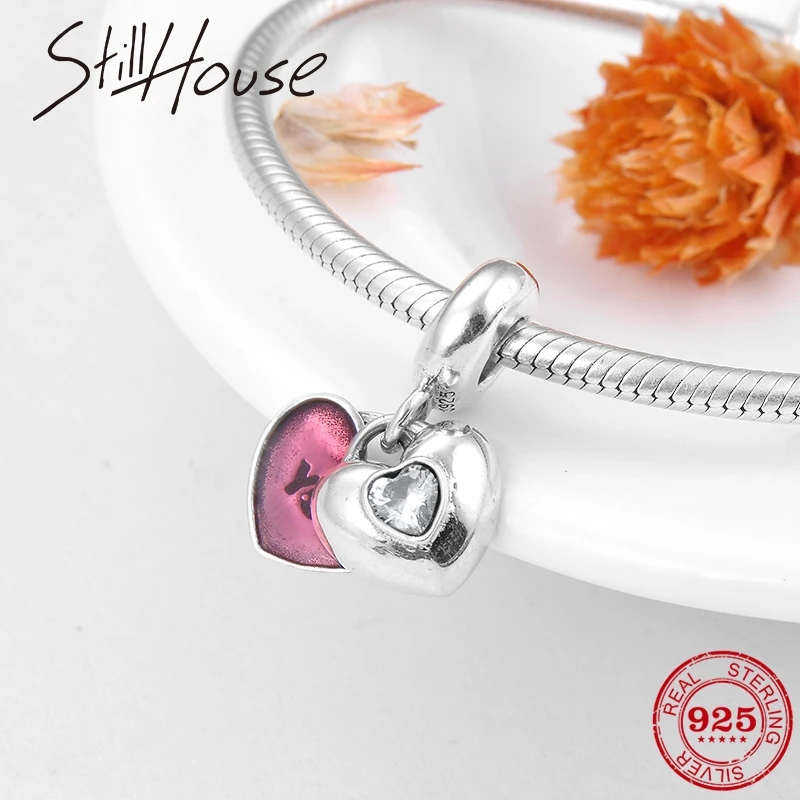 New 925 Sterling Silver Two halves Heart CZ Pink Enamel Charm for Jewelry making Fit Original Pandora Charm Bracelet Necklace
New 925 Sterling Silver Two halves Heart CZ Pink Enamel Charm for Jewelry making Fit Original Pandora Charm Bracelet Necklace