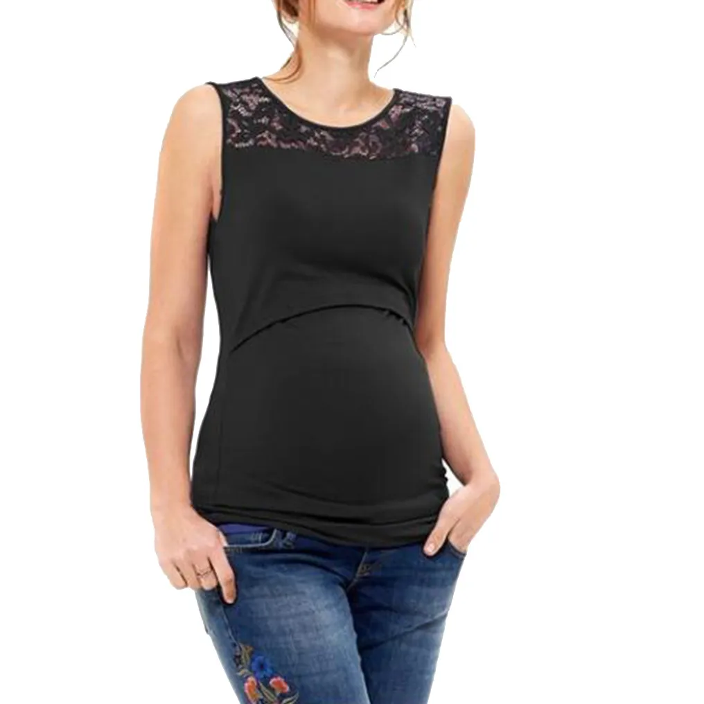 Nursing Top TShirt Women Lace Flower Elegant Sleeveless Casual Loose Tee For Feeding Maternity Pregnancy Clothes Plus Size 19F27 
Nursing Top TShirt Women Lace Flower Elegant Sleeveless Casual Loose Tee For Feeding Maternity Pregnancy Clothes Plus Size 19F27