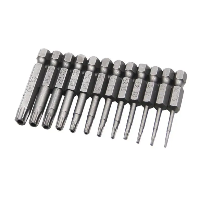 50mm 12pcs Alloy Steel Security Tamper Proof Hex Torx Screwdriver Drill Bits Screw Driver Bits Hex Torx Flat Head 1/4" Hand Tool
50mm 12pcs Alloy Steel Security Tamper Proof Hex Torx Screwdriver Drill Bits Screw Driver Bits Hex Torx Flat Head 1/4" Hand Tool