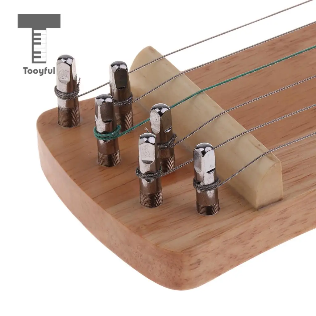 Tooyful Exquisite Solid Wood Mini 6 String Guzheng Chinese Zither Hand Trainer Gu Zheng Finger-training Exerciser