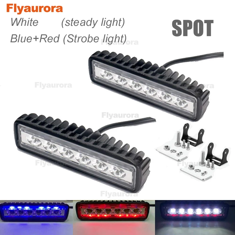 Flyaurora 6 light work light 18W red and blue flashing one-shaped LED strip light engineering light for Car Truck Motorcycle
Flyaurora 6 light work light 18W red and blue flashing one-shaped LED strip light engineering light for Car Truck Motorcycle