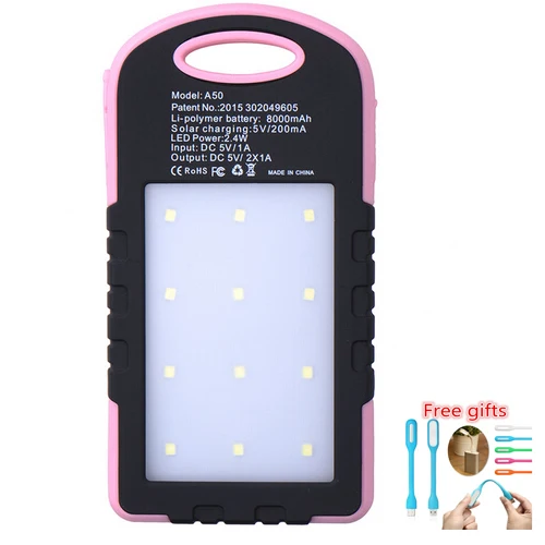 New 8000mAh Solar font b Power b font font b Bank b font waterproof Charge battery