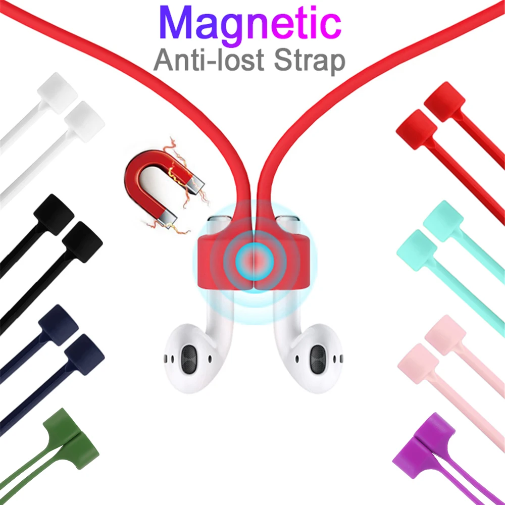 Magnetic Earphone Strap For Airpods TWS Anti Lost String Rope Bluetooth Earphones Silicone Cable Cord Magnet | Электроника