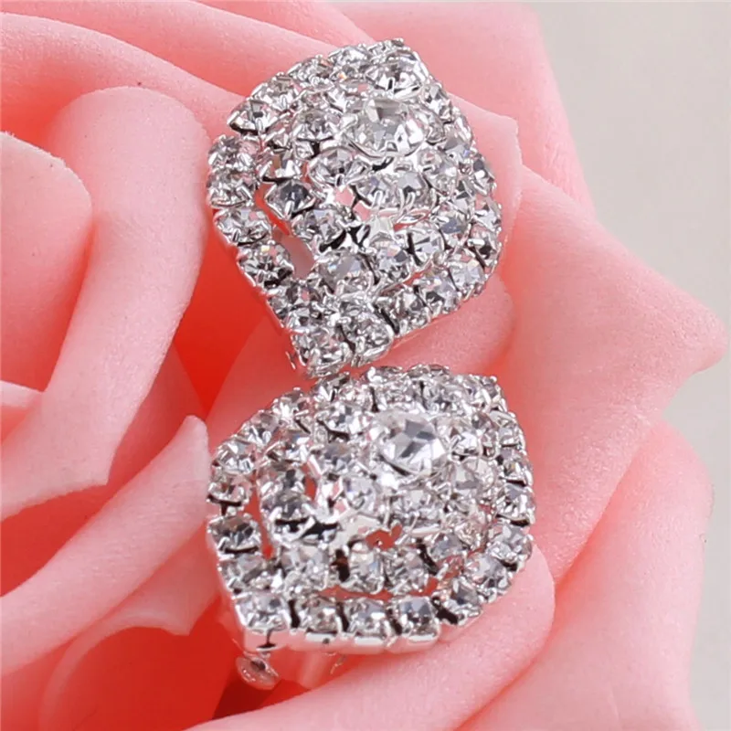 グレースジュンブライダルラインストーンクリスタルビッグ3層幾何スタイルクリップイヤリング非ピアスなし穴耳クリップ熱い販売 グレースジュンブライダルラインストーンクリスタルビッグ3層幾何スタイルクリップイヤリング非ピアスなし穴耳クリップ熱い販売