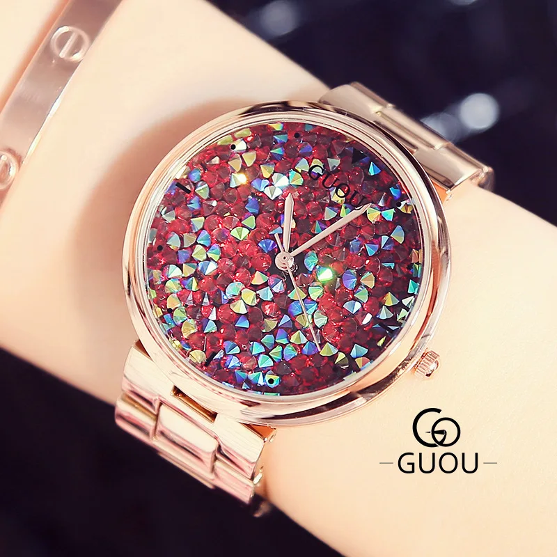 New GUOU Fashion Ruby Watch 2018 Women Luxury Stainless Steel Big Dial Waterproof Quartz Watch &Gift Bracelet Lady Dress Watch
New GUOU Fashion Ruby Watch 2018 Women Luxury Stainless Steel Big Dial Waterproof Quartz Watch &Gift Bracelet Lady Dress Watch