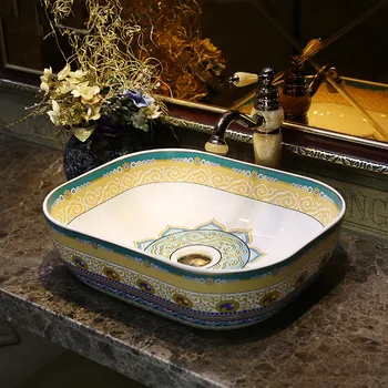 Rectangular Bathroom Ceramic Counter Top Wash Basin Cloakroom Hand Painted Vessel Sink bathroom sinks shampoo bowl sink
Rectangular Bathroom Ceramic Counter Top Wash Basin Cloakroom Hand Painted Vessel Sink bathroom sinks shampoo bowl sink