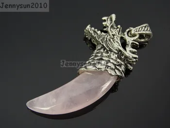 Natural Rose Quart-z Gems stones Claw Paw Tibetan Silver Carved Dragon Head Pendant Beads Great for Jewelry Design 10Pcs/Pack
Natural Rose Quart-z Gems stones Claw Paw Tibetan Silver Carved Dragon Head Pendant Beads Great for Jewelry Design 10Pcs/Pack