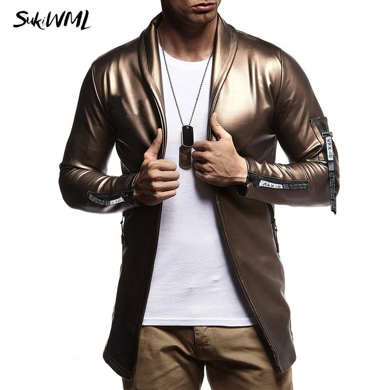 SUKIWML Homens Blazer 2018 Men's Blazer Long Sleeves PU Leather Blazer Masculino Slim Fit Men Suit Terno Masculino Jackets Men
SUKIWML Homens Blazer 2018 Men's Blazer Long Sleeves PU Leather Blazer Masculino Slim Fit Men Suit Terno Masculino Jackets Men
