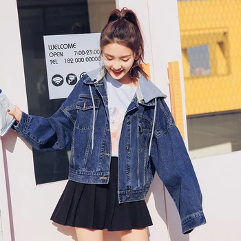 2018 Vintage Women's Jeans Jacket Denim Feminine Coat Big Size Bomber Jacket Spring Hood Denim Jackets
2018 Vintage Women's Jeans Jacket Denim Feminine Coat Big Size Bomber Jacket Spring Hood Denim Jackets