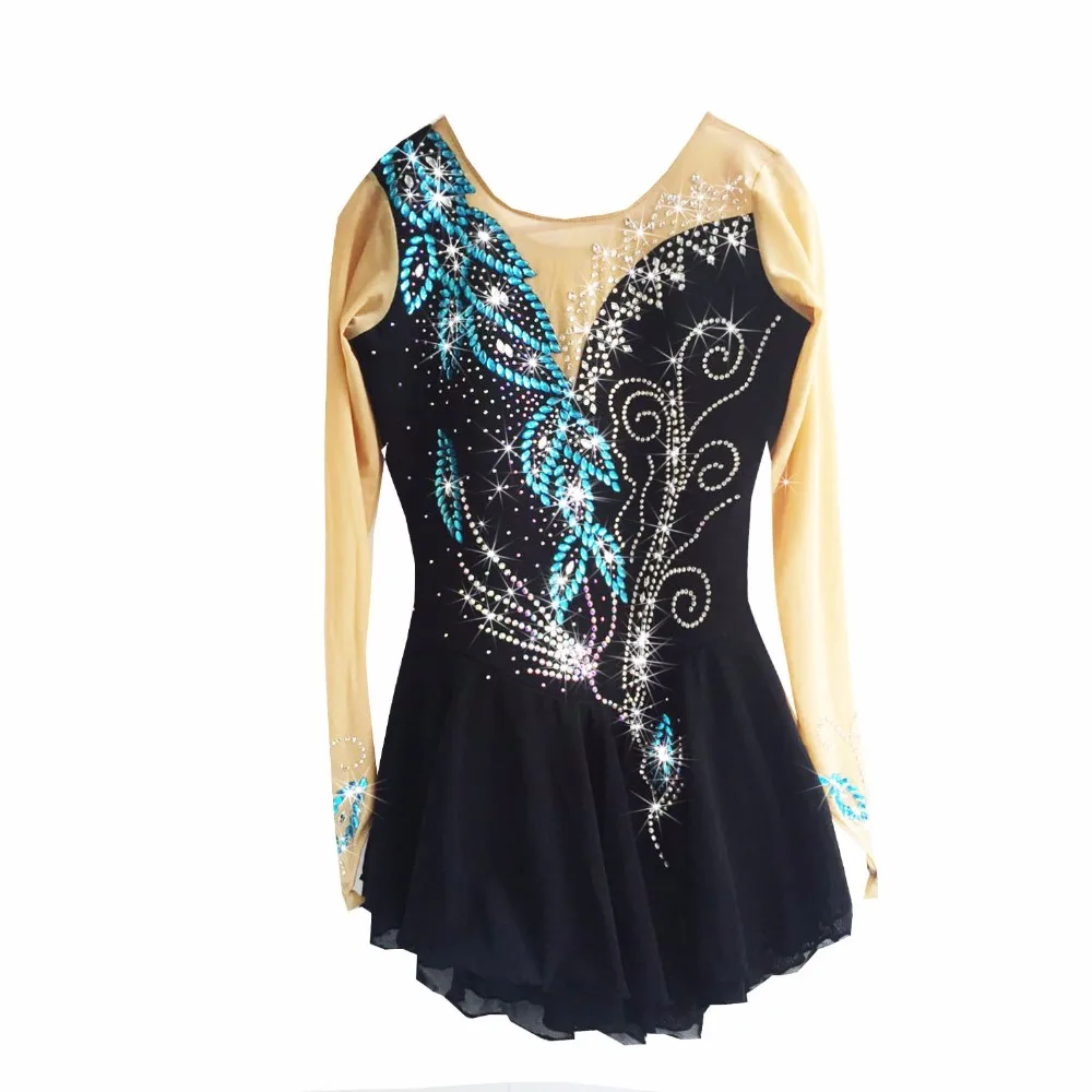 Black Figure Skating Dress Fingerpoint Sleeves Ice Skating Skirt Long-Sleeved Spandex Competition Dresses
Black Figure Skating Dress Fingerpoint Sleeves Ice Skating Skirt Long-Sleeved Spandex Competition Dresses