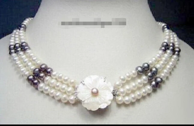 FREE SHIPPING NEW3 Rows Real White Black Pearl Shell Flower 18KWGP Clasp Necklace # HOT sell
FREE SHIPPING NEW3 Rows Real White Black Pearl Shell Flower 18KWGP Clasp Necklace # HOT sell