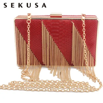 SEKUSA PU Fashion Women Bag Tassel Chain Shoulder Lady Handbags Casual Mixed Color Party Wedding Clutch Evening Bag
SEKUSA PU Fashion Women Bag Tassel Chain Shoulder Lady Handbags Casual Mixed Color Party Wedding Clutch Evening Bag