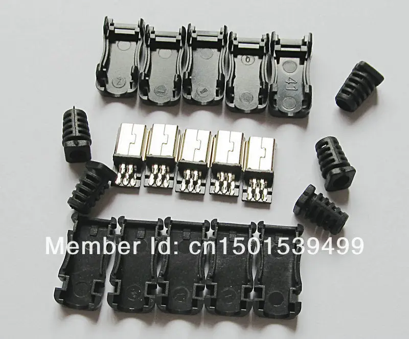 4 компл./лот DIY прямой Mini USB b 5 контактов штекерный разъем + пластик для телефона