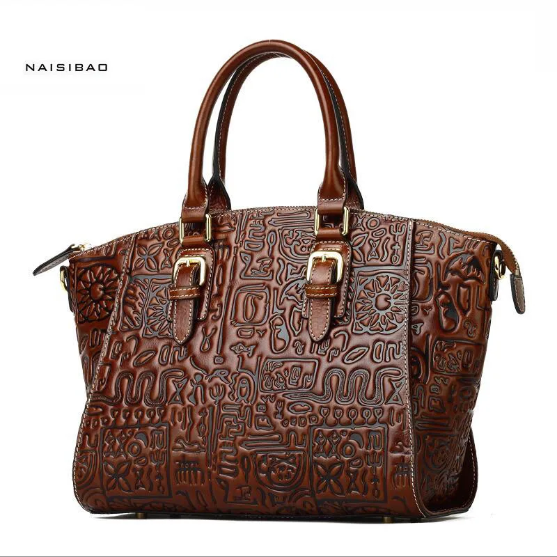 Naisibao 2017 spring and summer handbags leather handbag embossed bag retro fashion shoulder | Багаж и сумки