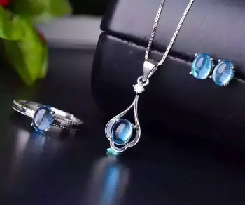 Fidelity Natural blue topaz s925 sterling silver jewelry sets natural gemstone earrings rings Pendant fine jewelry for women
Fidelity Natural blue topaz s925 sterling silver jewelry sets natural gemstone earrings rings Pendant fine jewelry for women