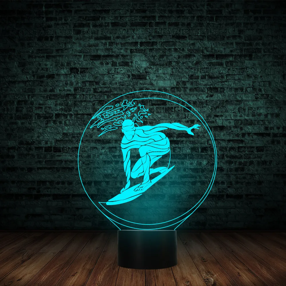 Water Sport athlete 3D Illusion Light surf Style LED 7 Colors touch sensor Night Light USB/Battery Operated Gift Trophy Surfers
Water Sport athlete 3D Illusion Light surf Style LED 7 Colors touch sensor Night Light USB/Battery Operated Gift Trophy Surfers