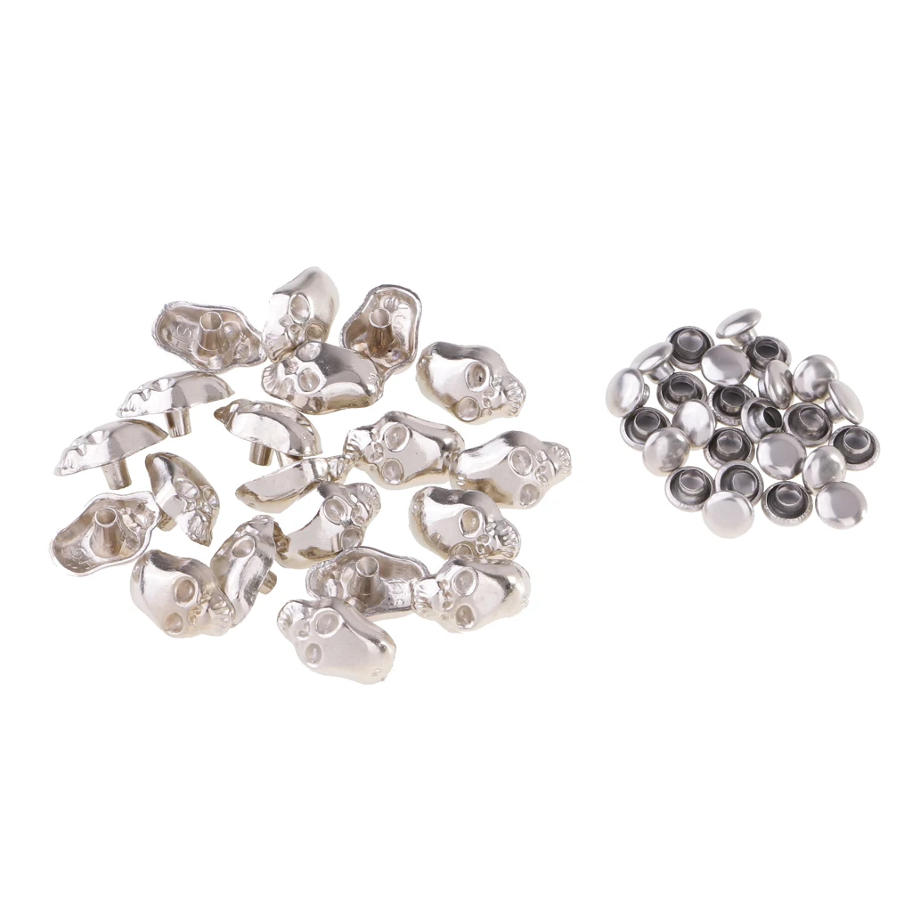 80 Sets Gothic Punk Skeleton Skull Head Studs Punk Rivets for Bag Shoes Leathercraft Leather Decor