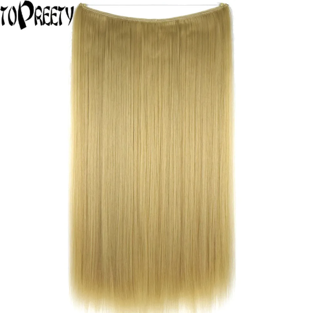 

TOPREETY Heat Resistant B5 Synthetic Hair Fiber 24" 60cm 100g Straight Elasticity Invisible Wire Halo Hair Extensions