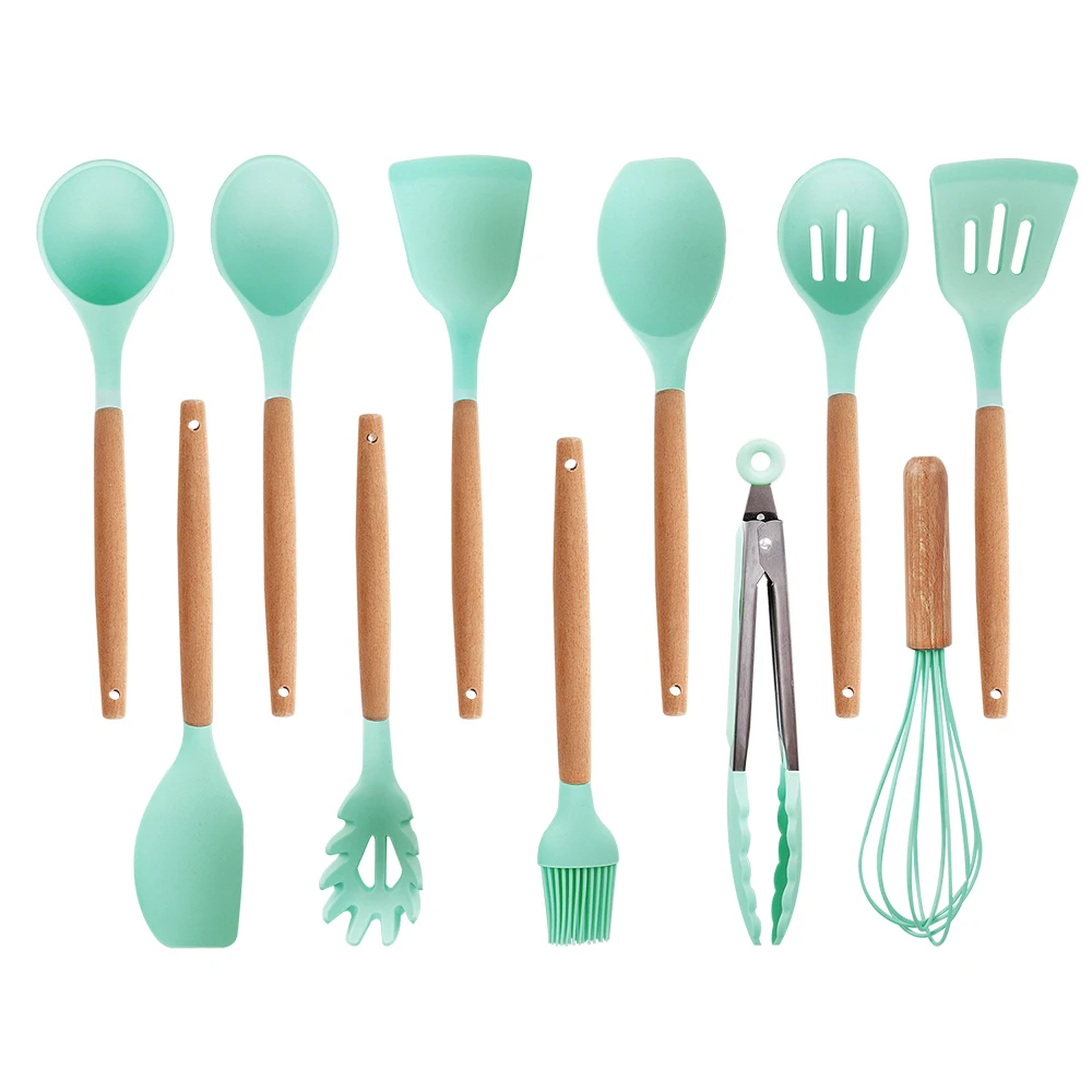 11pcs Food Grade Silicone Cooking Utensils Set Kitchen Cooking Tools Set With Natural Wooden Handle Nonstick Cookware
11pcs Food Grade Silicone Cooking Utensils Set Kitchen Cooking Tools Set With Natural Wooden Handle Nonstick Cookware