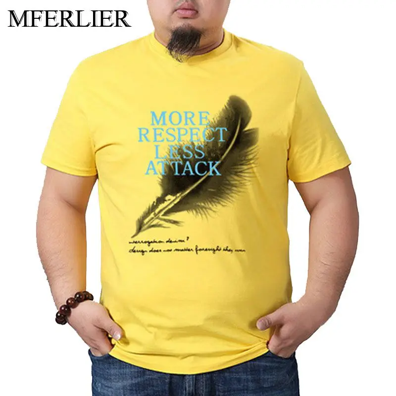 MFERLIER Plus size Summer t shirt men 5XL 6XL 7XL 8XL Bust 140cm Weight 140kg cotton Large 5 colors | Мужская одежда