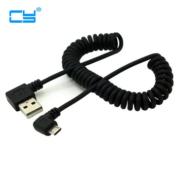 

1m 90 degree USB Micro USB Angle Cable Charge USB to Micro USB Spring Retractable Cable Datos Data Sync Charger Cord Coiled Cabo