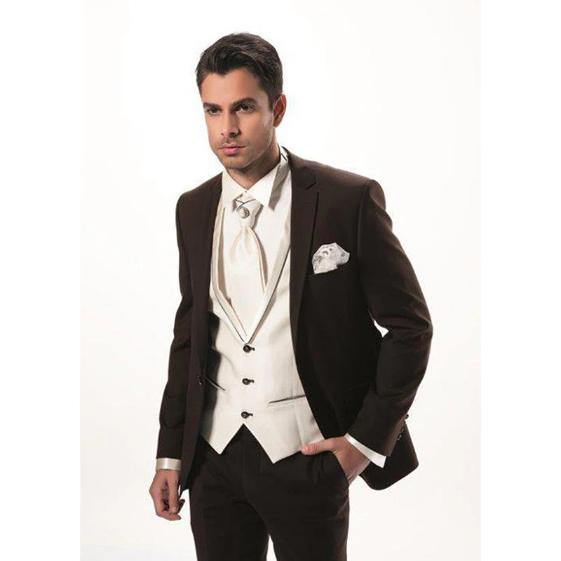 2017 Fashion Two Button Dark Brown Groom men Tuxedos Man Suit Slim Fit Groomsman Bridegroom mens Suits( jacket+Pants+vest+tie)
2017 Fashion Two Button Dark Brown Groom men Tuxedos Man Suit Slim Fit Groomsman Bridegroom mens Suits( jacket+Pants+vest+tie)