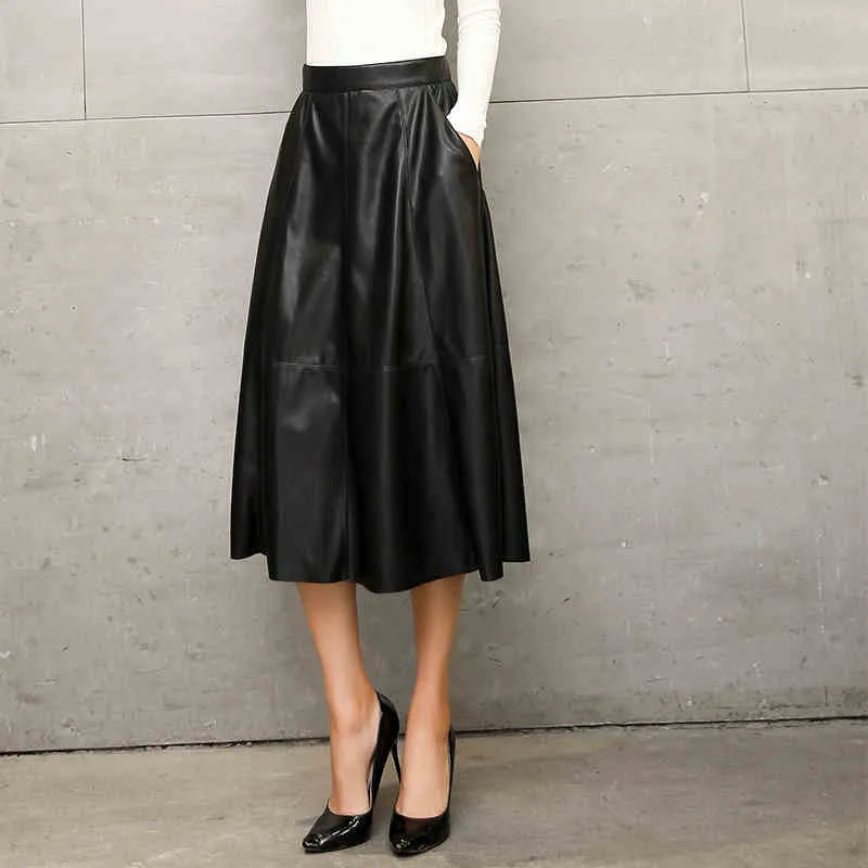 Leather Skirt Autumn Fashion Soft Sheepskin Pu Leather Skirt High Waist Zipper Vintage A Line Black Long Skirts W533
Leather Skirt Autumn Fashion Soft Sheepskin Pu Leather Skirt High Waist Zipper Vintage A Line Black Long Skirts W533