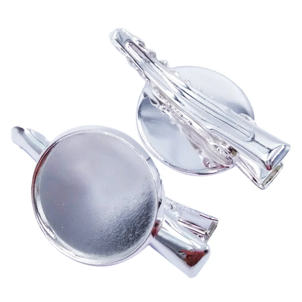 Silver Plated 120pcs 18mm Round Bezel Blank Hair Clips Base Tray Hairgrips accessories Duckbill Clip Jewelry Findings HCF23
Silver Plated 120pcs 18mm Round Bezel Blank Hair Clips Base Tray Hairgrips accessories Duckbill Clip Jewelry Findings HCF23