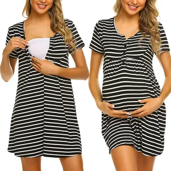 Pregnancy Dress Maternity Short Sleeve Casual Striped Nursing Dresses Ropa Premama Summer Cotton Clothing For Pregnant Mothers
Pregnancy Dress Maternity Short Sleeve Casual Striped Nursing Dresses Ropa Premama Summer Cotton Clothing For Pregnant Mothers
