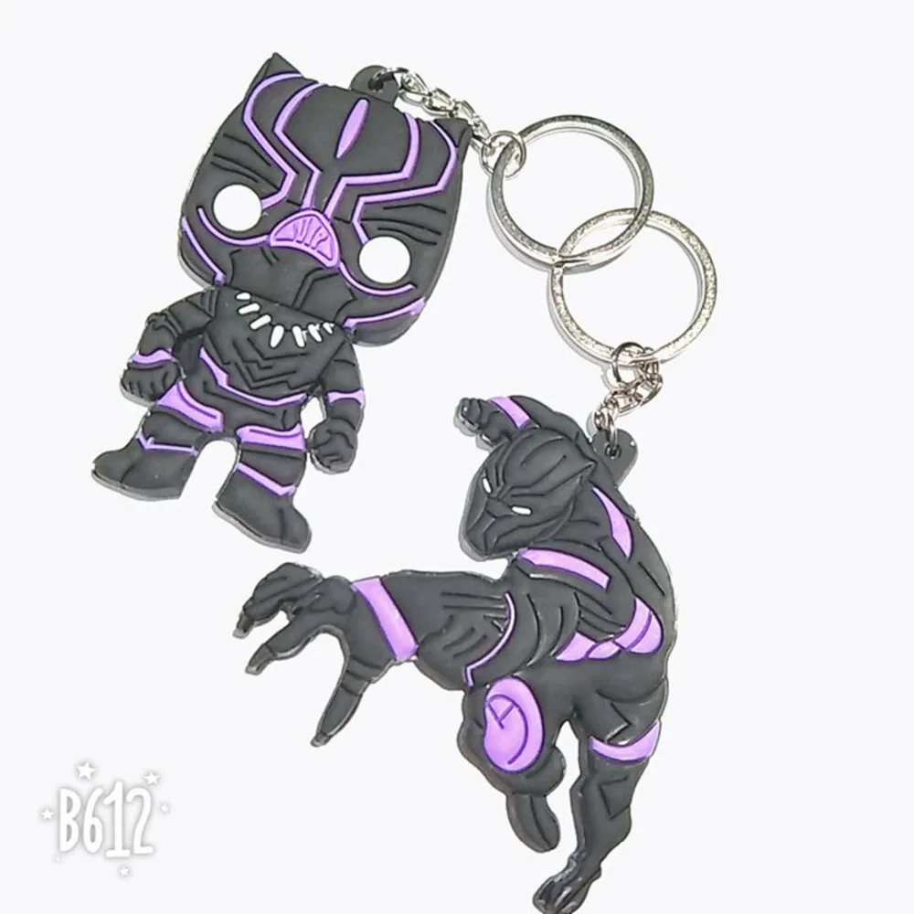 

Avengers Marvel Black Panther Keychain Infinity War PVC Dijiao Keyrings bag chain brelok do kluczy smart kid girls party breloki