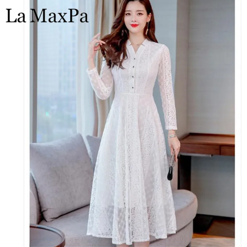 La MaxPa Elegant Lace Stitching Long-Sleeved Dress 2019 New Arrival Spring V Neck Casual 3XL Large Size Loose Midi Dress
La MaxPa Elegant Lace Stitching Long-Sleeved Dress 2019 New Arrival Spring V Neck Casual 3XL Large Size Loose Midi Dress