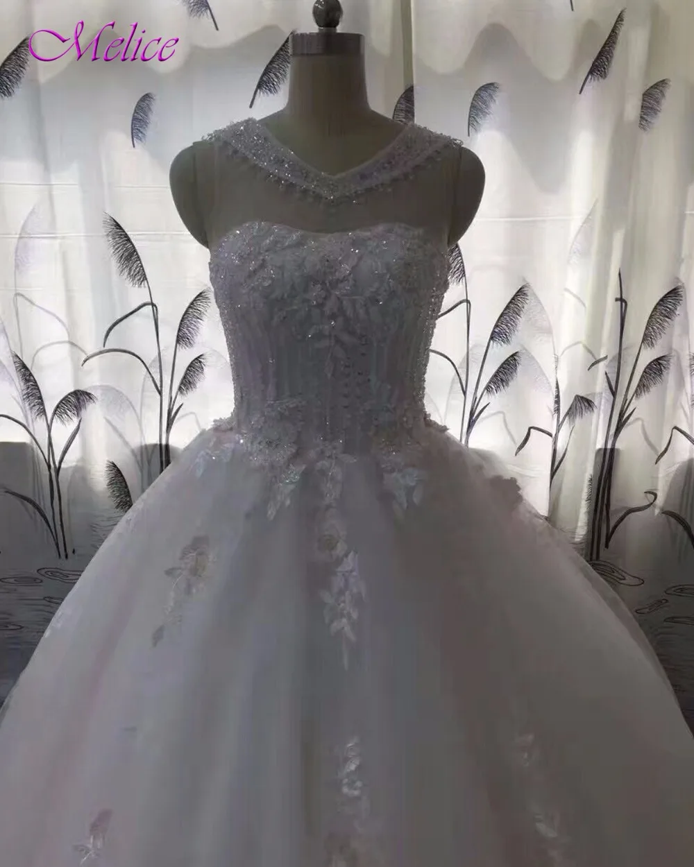 Melice Robe De Mariage Милая Средства ухода за кожей шеи бисером принцесса свадебное
