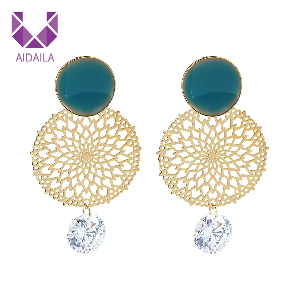 2019 New Fashion Bohemia Gold Metal Cubic Zircon Statement Earrings Enamel Round Circle Net Party Jewelry Gift
2019 New Fashion Bohemia Gold Metal Cubic Zircon Statement Earrings Enamel Round Circle Net Party Jewelry Gift