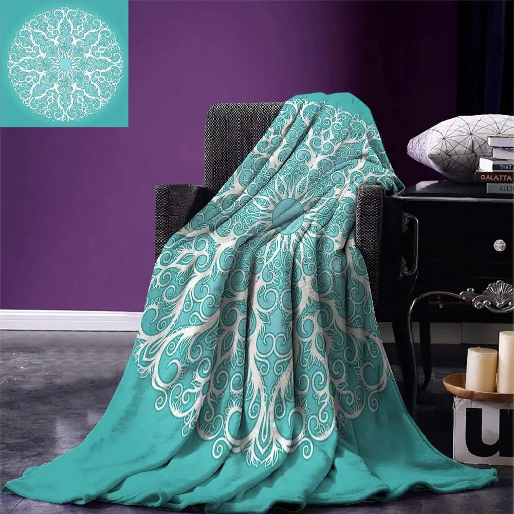 Turquoise Throw Blanket Round Curving Tree Branches Pattern Infinite Circle Symmetrical Cuves Floral Design rectangle Blanket
Turquoise Throw Blanket Round Curving Tree Branches Pattern Infinite Circle Symmetrical Cuves Floral Design rectangle Blanket